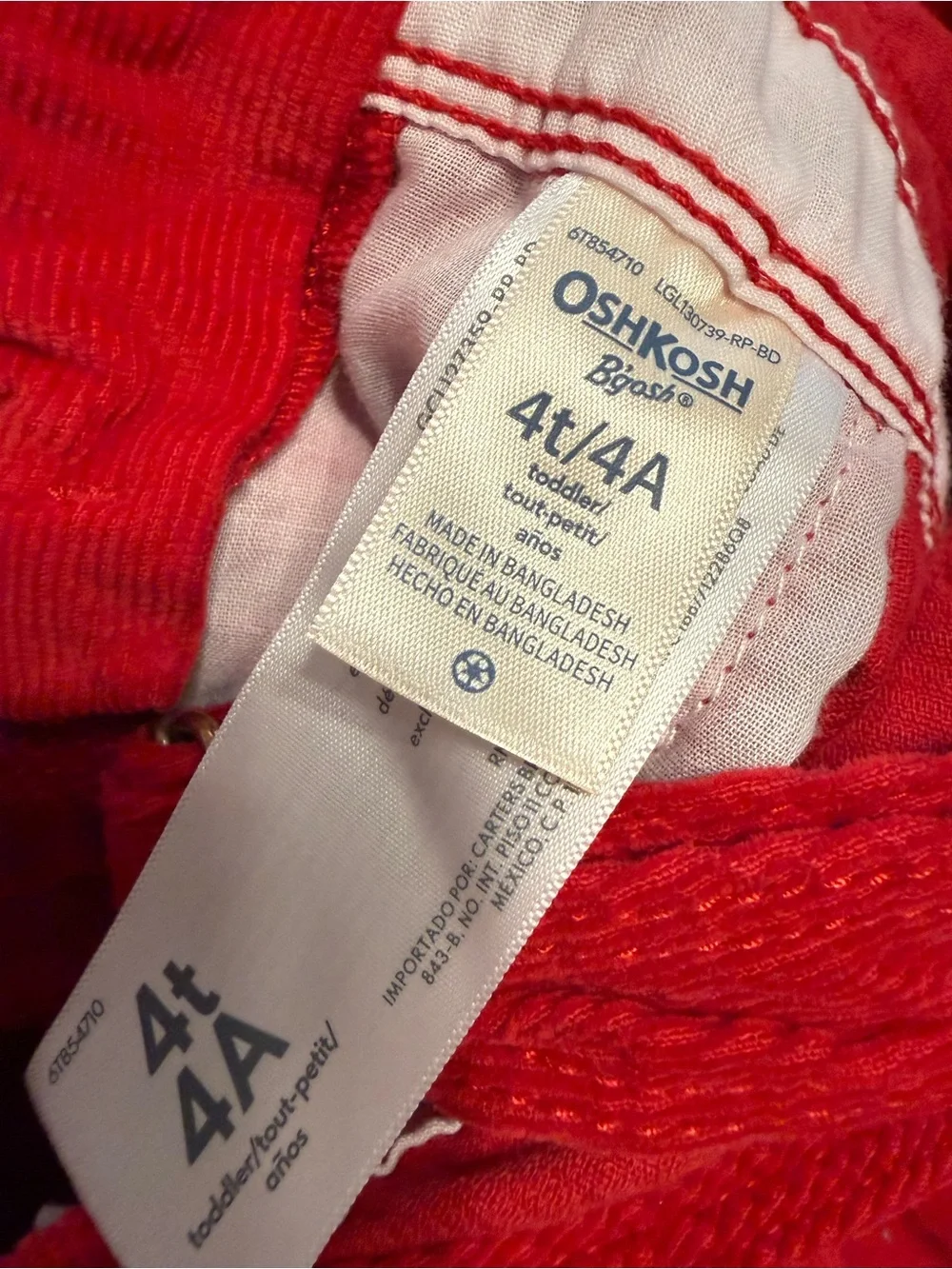 OshKosh B'gosh Bright Red Corduroy Kids Overalls Dress